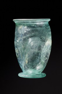 Glass cup;, Egypt, 1st–2nd century AD. Type: Isings form 32. Transparent bluish-green glass. Cup
