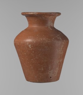 Vessel, Egyptian pottery ceramic clay vessel, conical, widest at approximately 3/4 of its height.