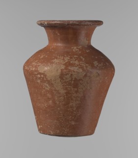 Vessel, Egyptian pottery, clay vessel; conical shape, widest at approximately 3/4 of its height.