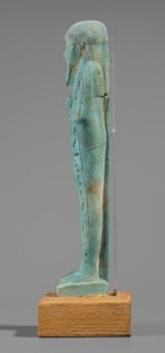 Udja-hera shabti, Udja-hera ca. 380–343 BC, wigs, hieroglyphs, hoes, beards facial hair, Book of