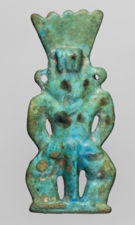 Amulet — god Bes; maker, Bes myth.; Egyptian deity; Late Period, 664–332 BC, Egypt; amulet; height