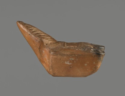 Oil lamp, unknown Pannonian workshop. Oil lamp with leaf ornament, Roman three-burner lamp.