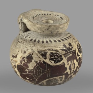 Orientalizing aryballos with depictions of lotus flowers;, repossession Silesia; lotus iconography;