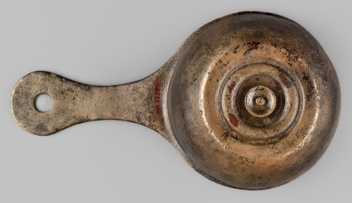 A ladle with a handle decorated with a depiction of Mercury, Mercury myth., Roman deities, ladles,
