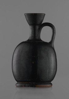 Black-finished aryballoi lekythos, Greek black-glazed pottery lekythos coated with black varnish.