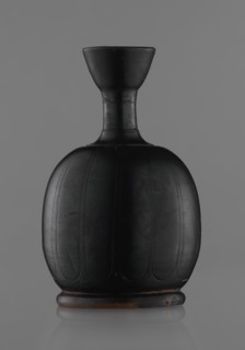 Black-finished aryballoi lekythos, Greek black-glazed pottery. Aryballoi lekythos coated with black