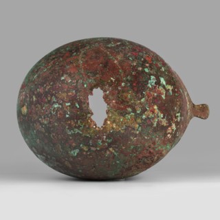Corinthian-type helmet., Dated ca. 600 BC previously dated 630–600 BC. Possibly from Sparta or