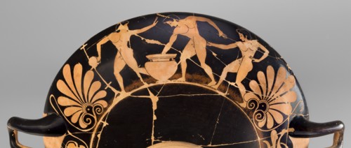 Kylix depicting youths at play, Thalia Painter 520–510 BC. Red-figure kylix, Attica, dated 510–500
