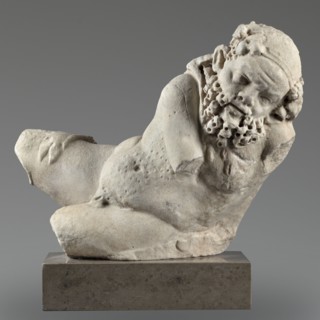 Reclining Silenus, unknown Roman workshop, scenographic gallery class, architectural elements,