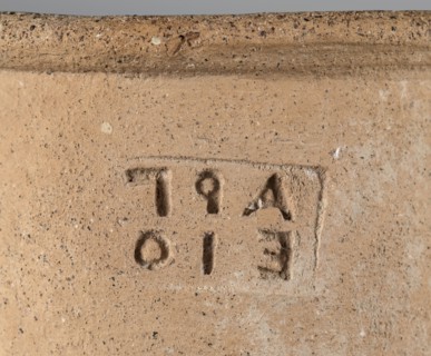 Stamped transport amphora with a Greek inscription Argeio — transport amphora with a pointed bottom
