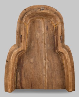 Fragment of a sarcophagus lid. Part of the lid of an anthropoid woman's sarcophagus. Large, striped