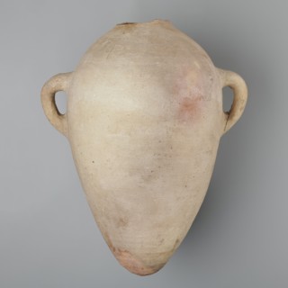 Large ovoid amphora with rounded foot, clay MD marl, Vienna System. Body wheel-made; hand-made foot