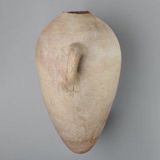 Large ovoid amphora with rounded foot, clay MD-type marl, Vienna System; body wheel-made, foot