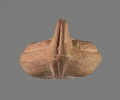 Oil lamp, Horse iconography. Lamp pressed from a mold. Light red clay with brownish-red engobe.