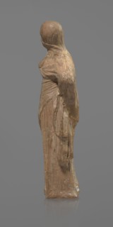 Terracotta figurine of a veiled woman, Dancers, molded female figurine in the Tanagra style,