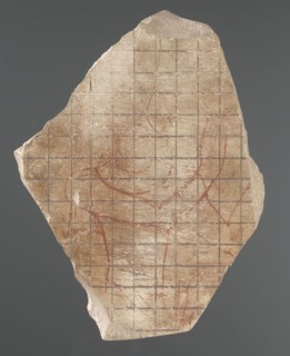 Sculptural sketch with a king in a proportional grid; relief models; sketches; king iconography.