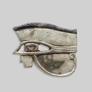 Amulet - Udjat Eye, Udjat eye designed as a flat plaque with details of the eye marked with a