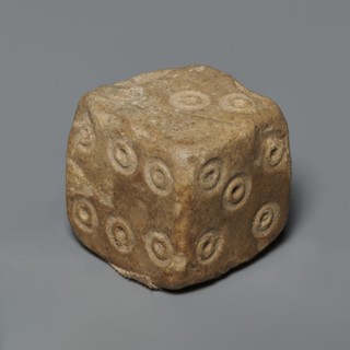Dice, six-sided dice with pips 1–6 shown as hollow circles and dots, unspecified origin, varia,