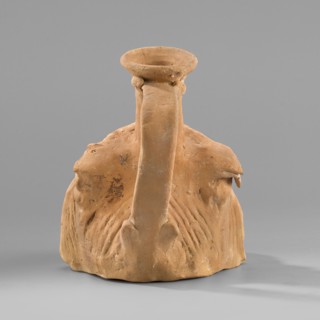 Vessel with a belly in the shape of a comic mask, unknown Greek workshop, plastic vessel,