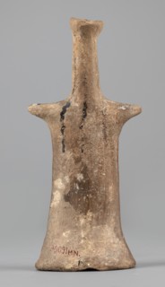 Idol, Female figurine, modeled flat, widens towards the bottom creating an oval base, concave