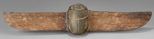 Winged scarab; protective amulet for mummies, wings, grave goods; sacred animal motif; scarab