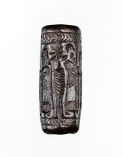 Cylinder seal, unknown Neo-Assyrian workshop. Seal in the so-called linear style with a