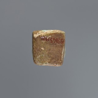 Ushabti, mummy-shaped figurine, funerary gift, hoes. Mummy-shaped figurine standing on a base,
