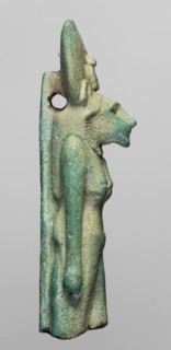 Amulet - figurine of a lion-headed goddess Sachmet?, Figurine of the goddess Sachmet with a lion's