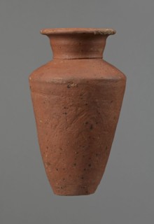 Vessel, Egyptian pottery, clay vessel, conical-shaped vessel, widest at approximately 3/4 of its
