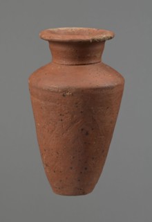 Vessel, Egyptian pottery, ceramics, clay vessel. Conical-shaped vessel, widest at approximately 3/4