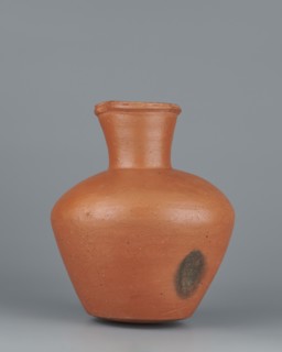 Jug, Medium-sized biconical clay jug with wide, sloping shoulders and a wide neck that is almost
