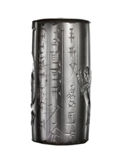 Cylinder seal, unknown Neo-Babylonian workshop; later modification by an unknown Achaemenid