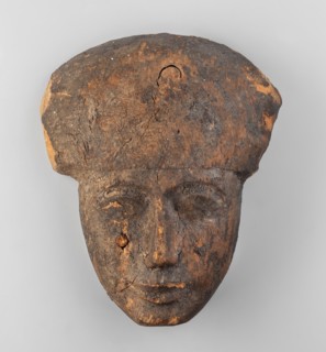 Sarcophagus mask; wig iconographic; sarcophagus fragments; masks, faces; anthropoid sarcophagus