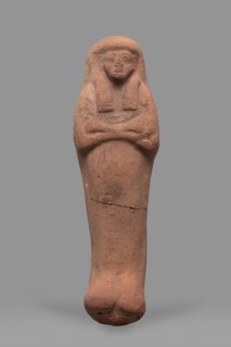 Ushabti;, Mummy-shaped funerary figurine, arms crossed on the chest, no tools. Smooth tripartite