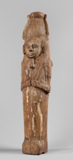 Papyrus container - figure of the god Ptah-Sokar-Osiris, Atef crown with narrow feathers on a
