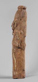 Papyrus container in the form of the god Ptah-Sokar-Osiris, Atef crown with narrow feathers on a