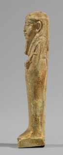 Ushabti, Restitution. Wigs, beards facial hair, funerary figurine mummy-shaped shabti standing on a
