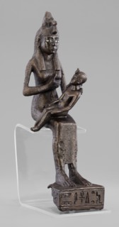 Figurine of the goddess Isis nursing Horus, Isis mythology, Horus mythology, uraeus, hieroglyphs,