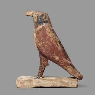 Figurine of the falcon Sokaris, guardian of the necropolis; Horus mythology; Sokaris mythology. A