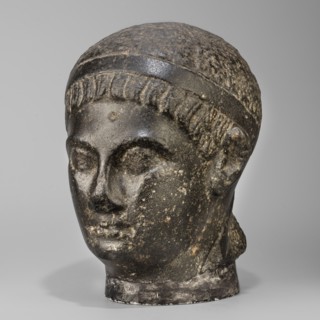 Head of a Ptolemaic prince; diadem; Ptolemy XV Caesarion probably; Egyptian sculpture, Ptolemaic