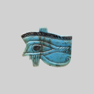 Amulet - Udjat Eye;, Udjat eyes; Ancient Egyptian; grave goods; amulet representing an eye with