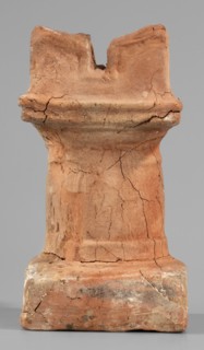 Horned altar serving as a censer, ceremonial vessel/altar, Square base, cylindrical shaft. Lightly