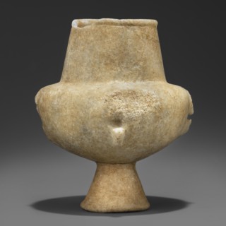 Stone vessel – kandila, Body in the shape of a flattened hemisphere with four evenly spaced,