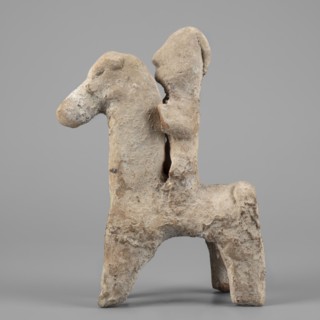 Figurine of a rider on a horse, Cyprus. The entire piece is schematic, the overall shape is