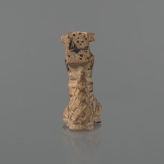 Foot-shaped aryballos, Ionian workshop, aryballos, antique vessel. Yellow-orange clay with mica;