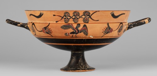 Kylix with a depiction of a mermaid and sphinxes, Griffin-Bird Painter; fantasy creatures