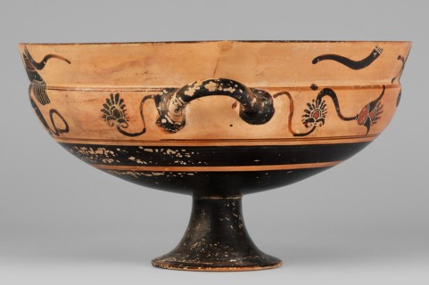 Kylix with a depiction of a mermaid and sphinxes, Griffin-Bird Painter; fantasy creatures
