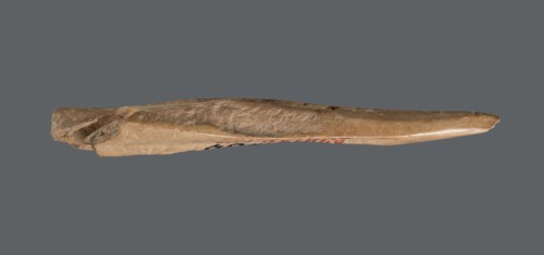 Awl, Awl made from a cut triangular, flat fragment of animal bone; the elongated, sharpened end is
