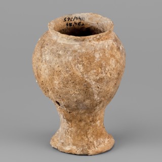 Beaker, unknown Northern Mesopotamian workshop; hand-made, asymmetrical miniature cup on a stem