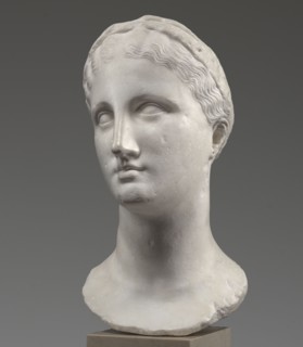 Head of a woman Berenice II or Arsinoe II, Greek Hellenistic sculpture, female portrait, 330–30 BC